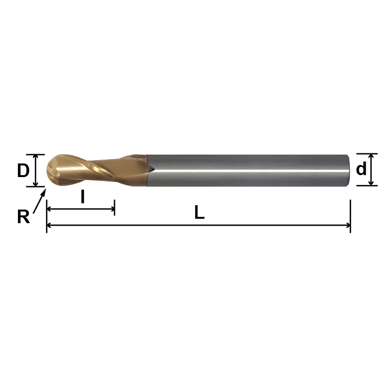 SLB2／MLB2／LLB2(Ball Nose,Long Shank),2 Flutes-SLB2 / MLB2 / LLB2