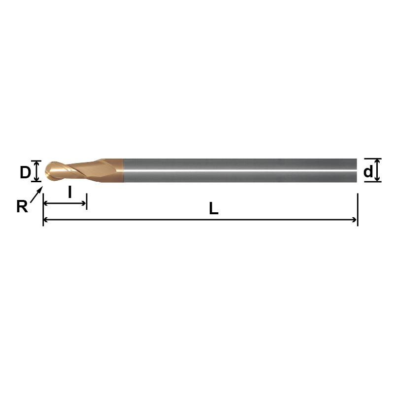 SLB2／MLB2／LLB2(Ball Nose,Long Shank),2 Flutes