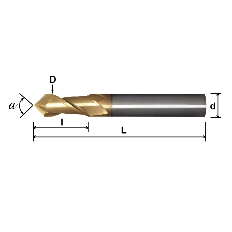 Tungsten Carbide V-Pointed End Mill (Drilling and Milling)