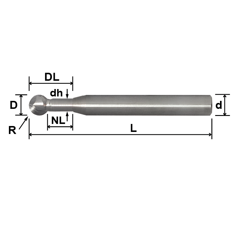 280° Lollipop tungsten Carbide Ball Nose milling cutter